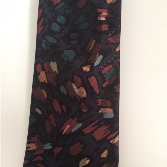 Vintage Oscar De La‎ Renta Purple Abstract Art Neck Tie - Picture 4 of 6